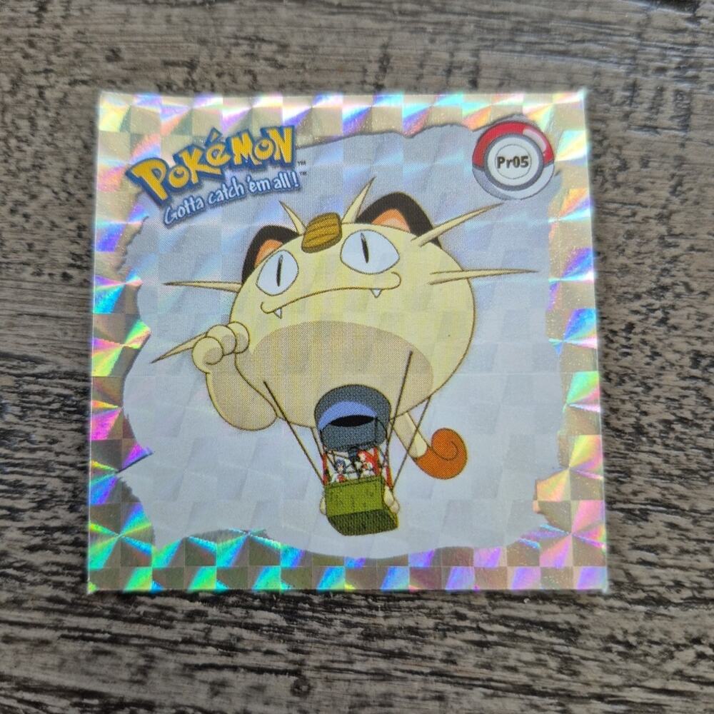 Vintage 1999 Artbox Pokemon Sticker Meowth Pr05 Series 1 Prizm Holographic